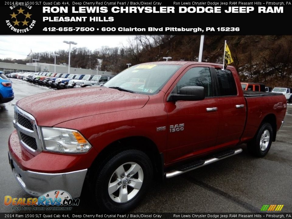 2014 Ram 1500 SLT Quad Cab 4x4 Deep Cherry Red Crystal Pearl / Black/Diesel Gray Photo #1