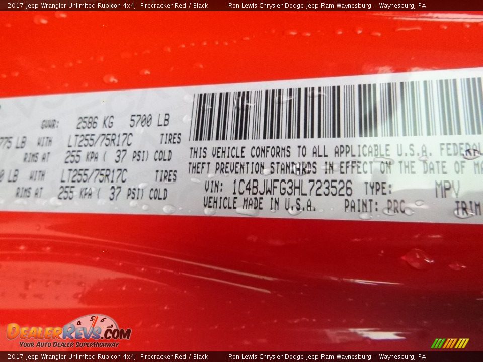 2017 Jeep Wrangler Unlimited Rubicon 4x4 Firecracker Red / Black Photo #15