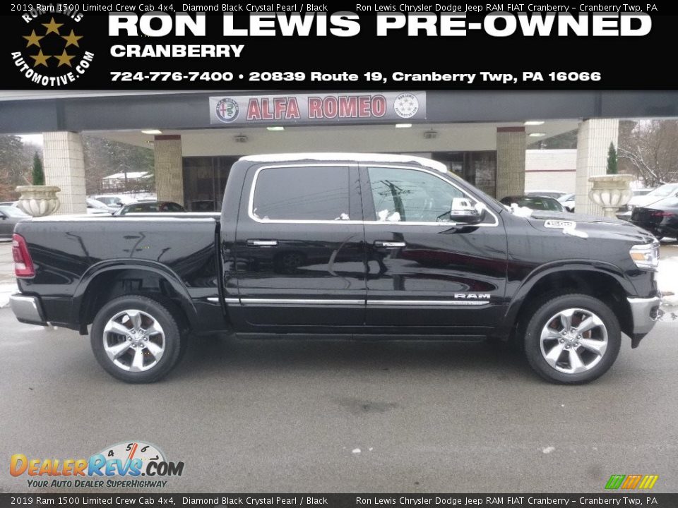 2019 Ram 1500 Limited Crew Cab 4x4 Diamond Black Crystal Pearl / Black Photo #1