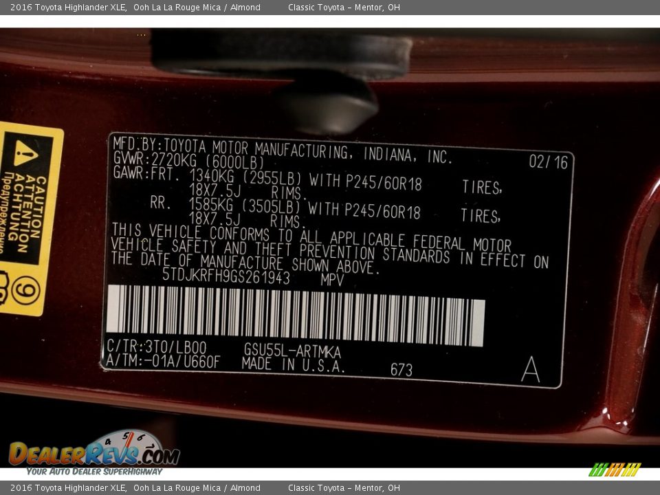 2016 Toyota Highlander XLE Ooh La La Rouge Mica / Almond Photo #24