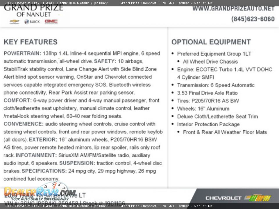 2019 Chevrolet Trax LT AWD Pacific Blue Metallic / Jet Black Photo #8