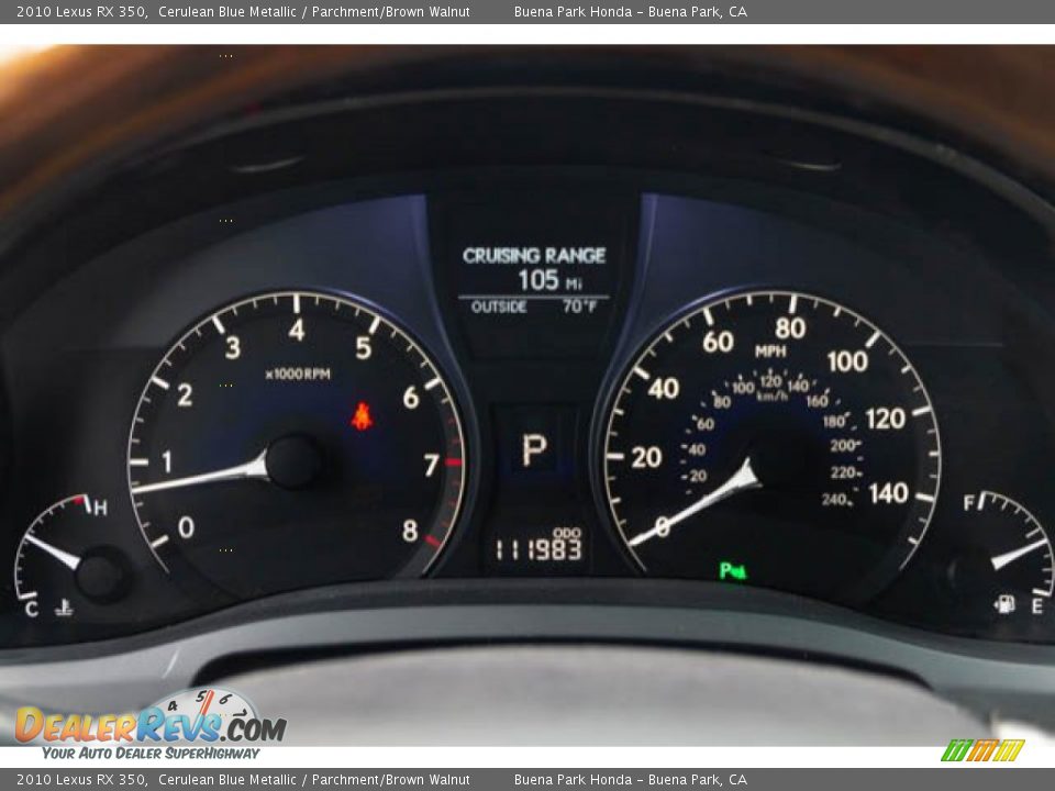 2010 Lexus RX 350 Cerulean Blue Metallic / Parchment/Brown Walnut Photo #28