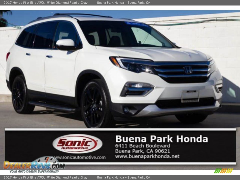 2017 Honda Pilot Elite AWD White Diamond Pearl / Gray Photo #1