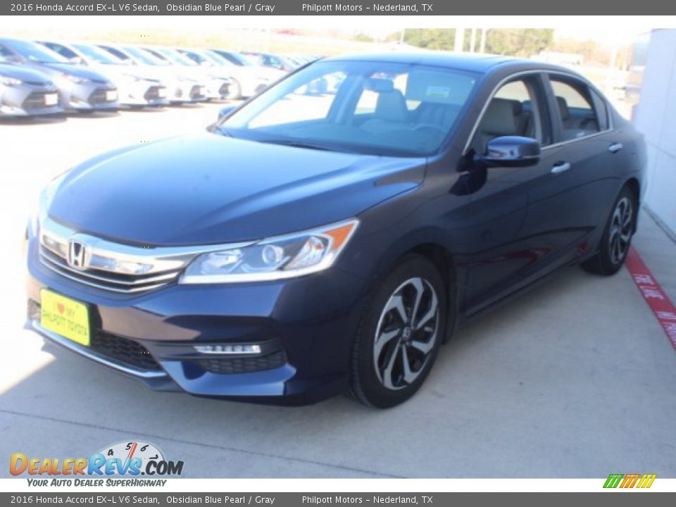 2016 Honda Accord EX-L V6 Sedan Obsidian Blue Pearl / Gray Photo #4