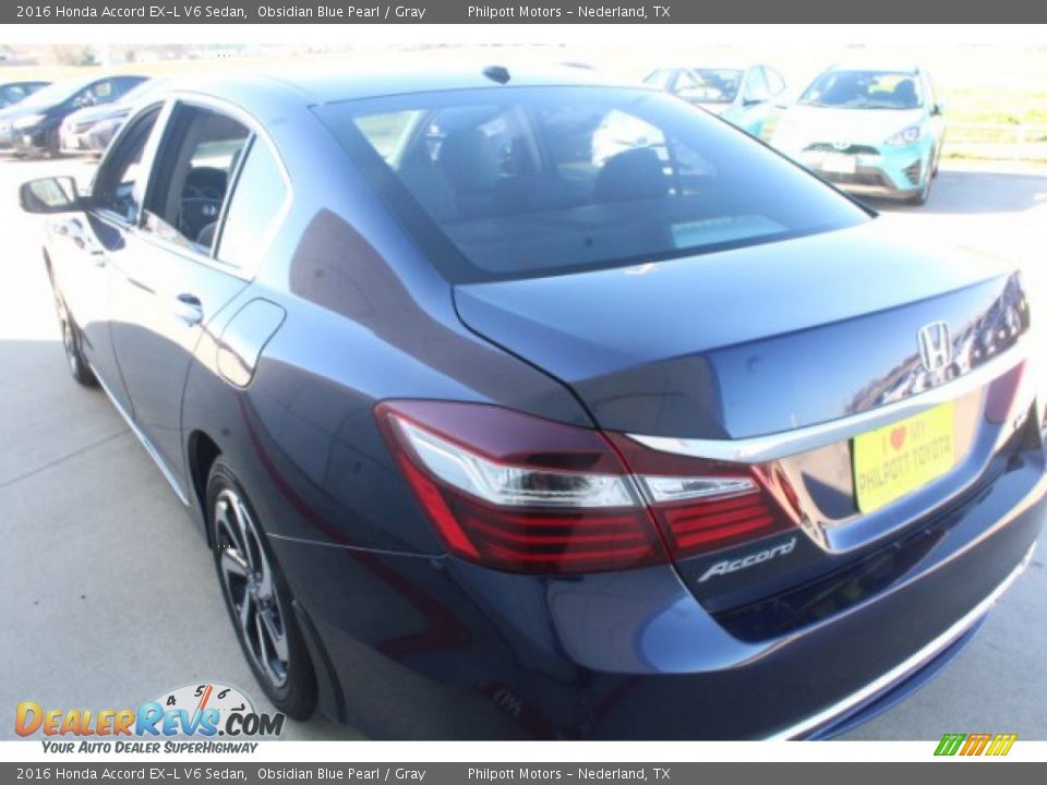 2016 Honda Accord EX-L V6 Sedan Obsidian Blue Pearl / Gray Photo #6