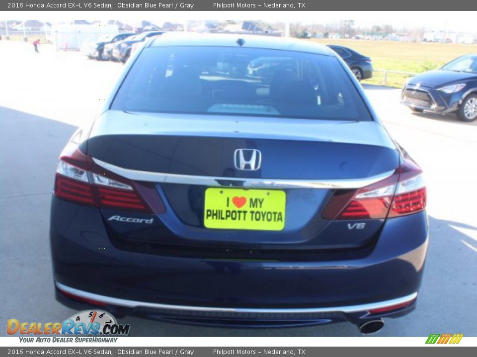 2016 Honda Accord EX-L V6 Sedan Obsidian Blue Pearl / Gray Photo #7