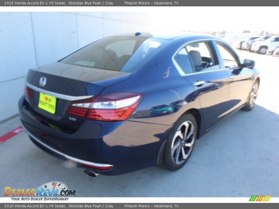 2016 Honda Accord EX-L V6 Sedan Obsidian Blue Pearl / Gray Photo #8