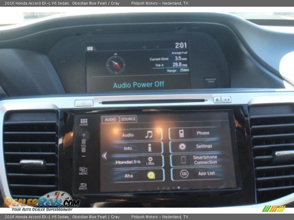 2016 Honda Accord EX-L V6 Sedan Obsidian Blue Pearl / Gray Photo #12