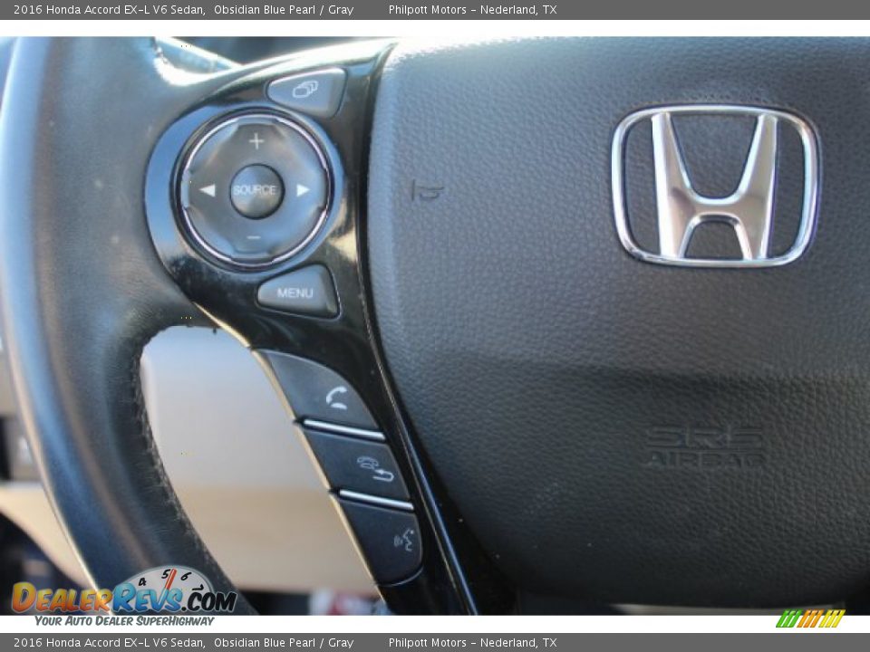 2016 Honda Accord EX-L V6 Sedan Obsidian Blue Pearl / Gray Photo #16