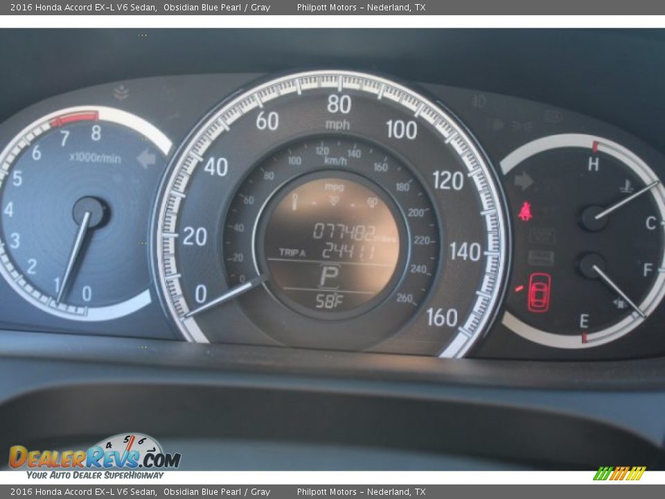 2016 Honda Accord EX-L V6 Sedan Obsidian Blue Pearl / Gray Photo #26