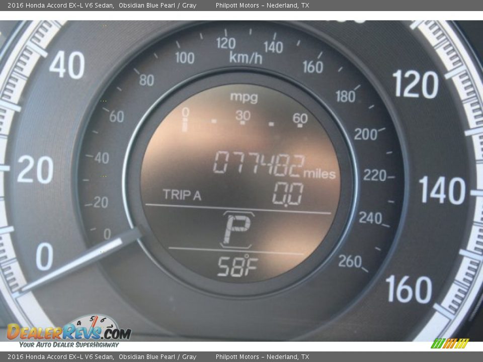 2016 Honda Accord EX-L V6 Sedan Obsidian Blue Pearl / Gray Photo #27