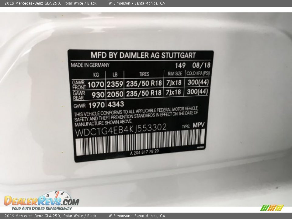 2019 Mercedes-Benz GLA 250 Polar White / Black Photo #25