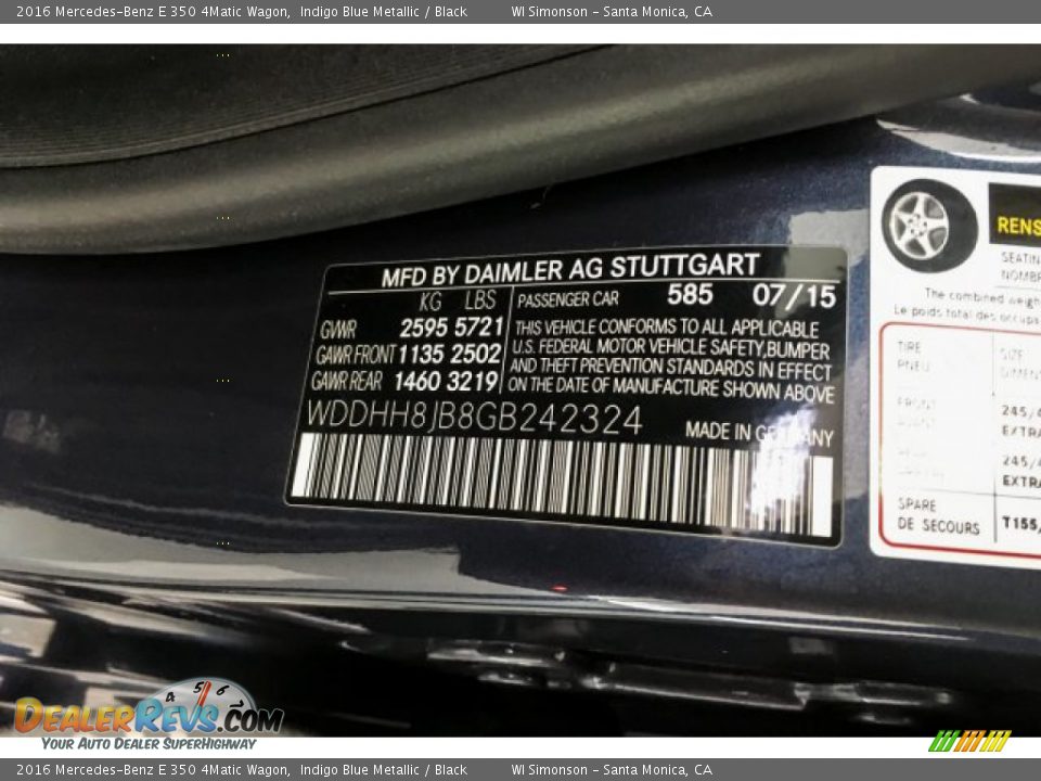 2016 Mercedes-Benz E 350 4Matic Wagon Indigo Blue Metallic / Black Photo #25