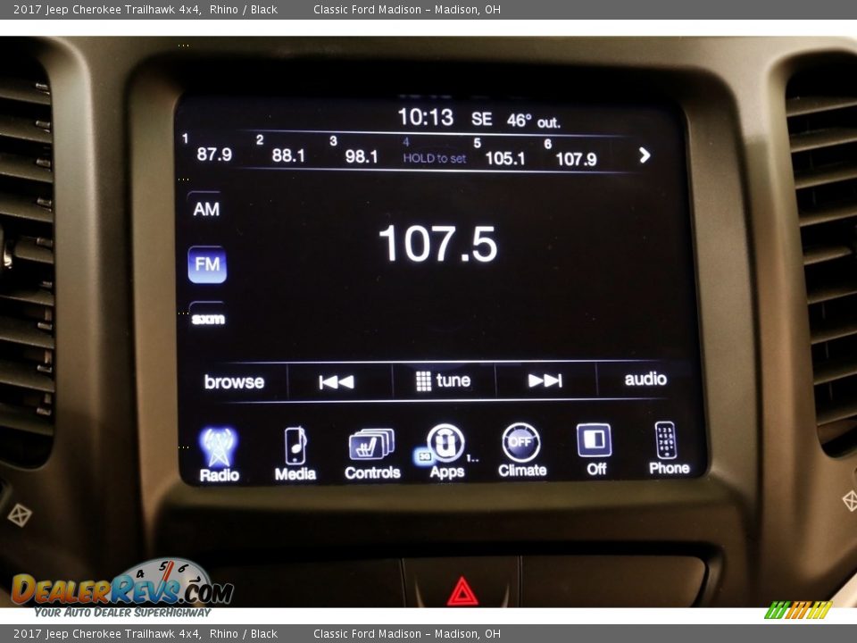 2017 Jeep Cherokee Trailhawk 4x4 Rhino / Black Photo #10