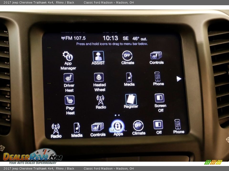 2017 Jeep Cherokee Trailhawk 4x4 Rhino / Black Photo #12