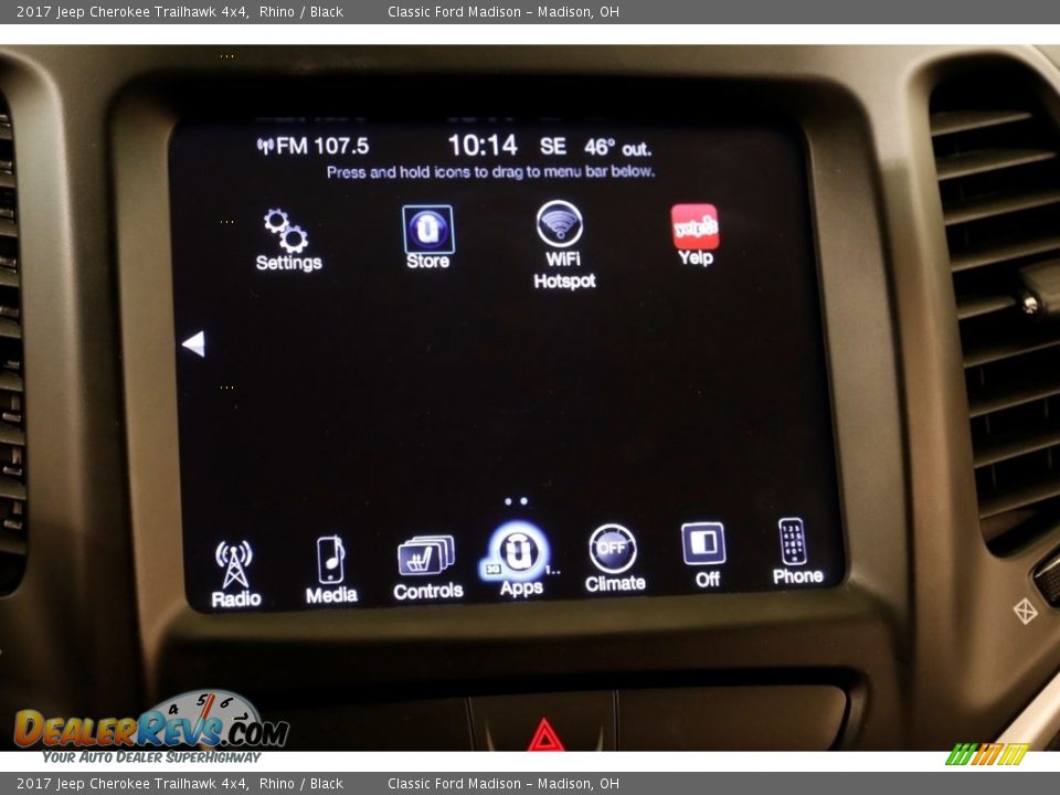 2017 Jeep Cherokee Trailhawk 4x4 Rhino / Black Photo #13