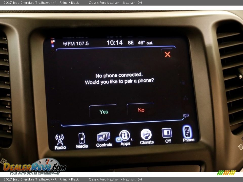 2017 Jeep Cherokee Trailhawk 4x4 Rhino / Black Photo #15