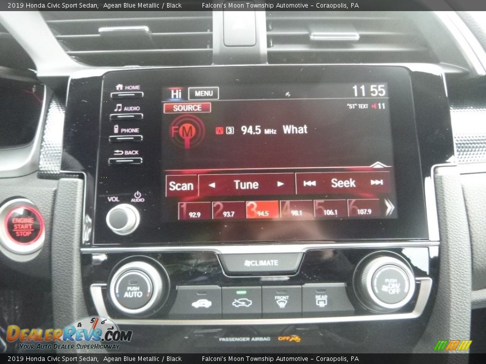 2019 Honda Civic Sport Sedan Agean Blue Metallic / Black Photo #13