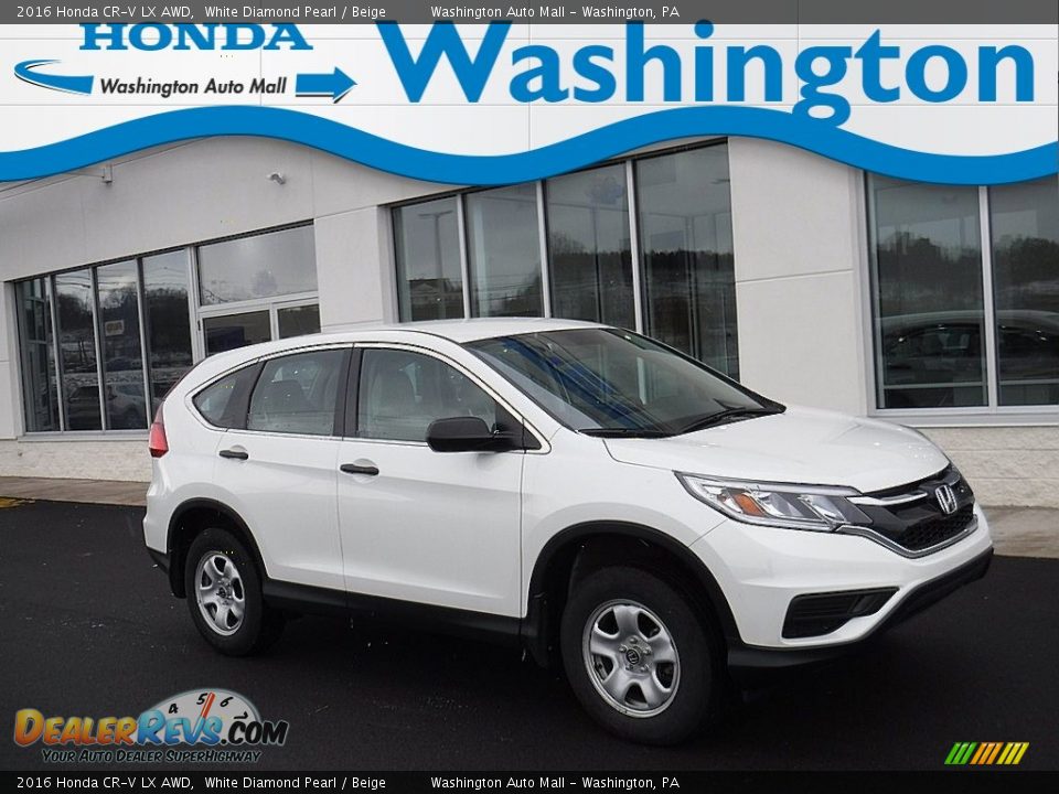 2016 Honda CR-V LX AWD White Diamond Pearl / Beige Photo #1