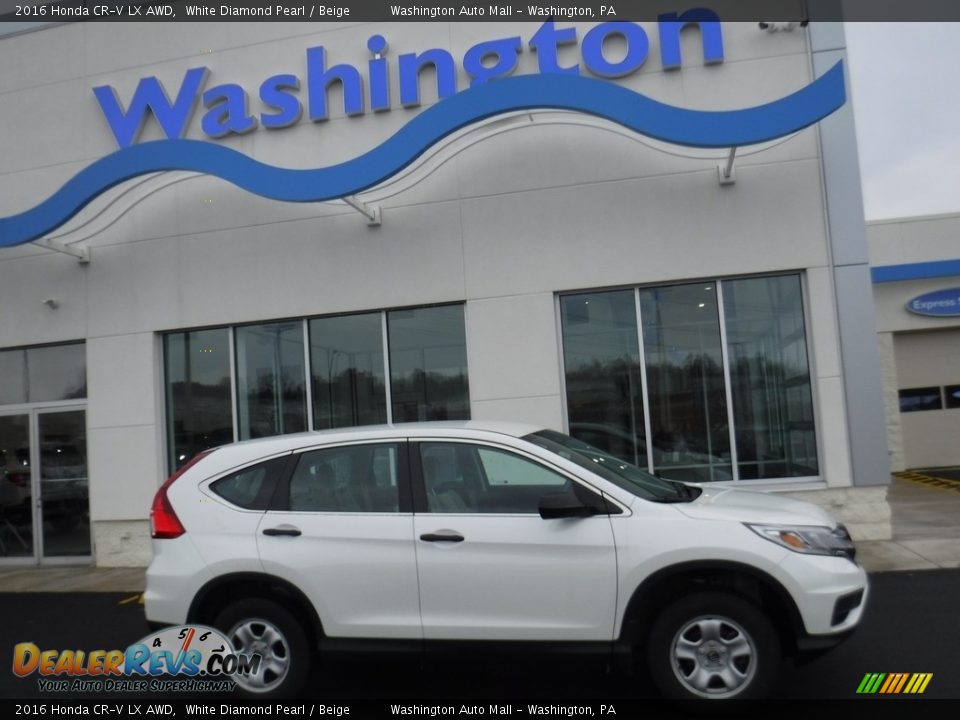 2016 Honda CR-V LX AWD White Diamond Pearl / Beige Photo #2