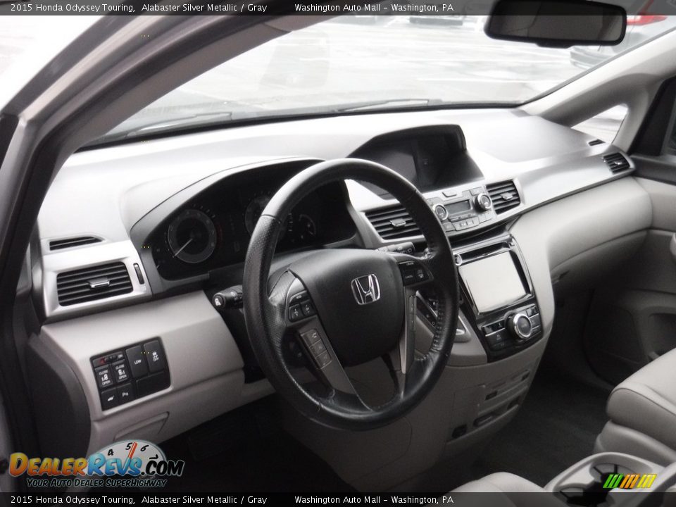 2015 Honda Odyssey Touring Alabaster Silver Metallic / Gray Photo #14