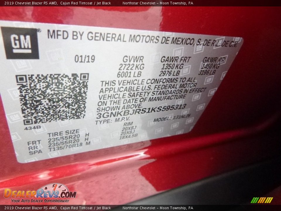 2019 Chevrolet Blazer RS AWD Cajun Red Tintcoat / Jet Black Photo #16