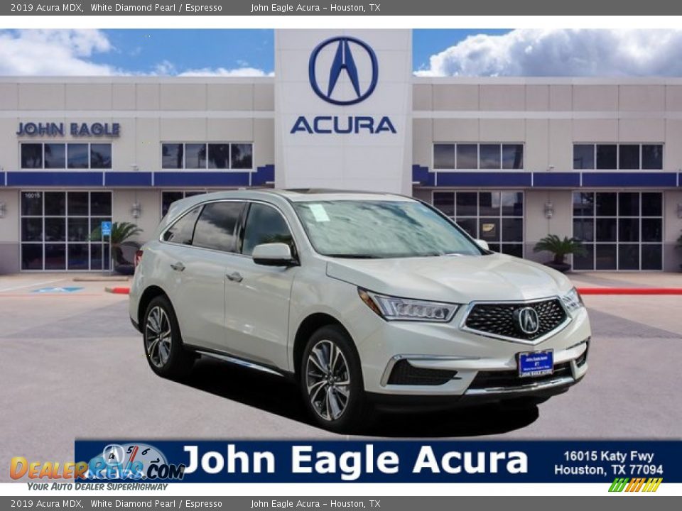 2019 Acura MDX White Diamond Pearl / Espresso Photo #1