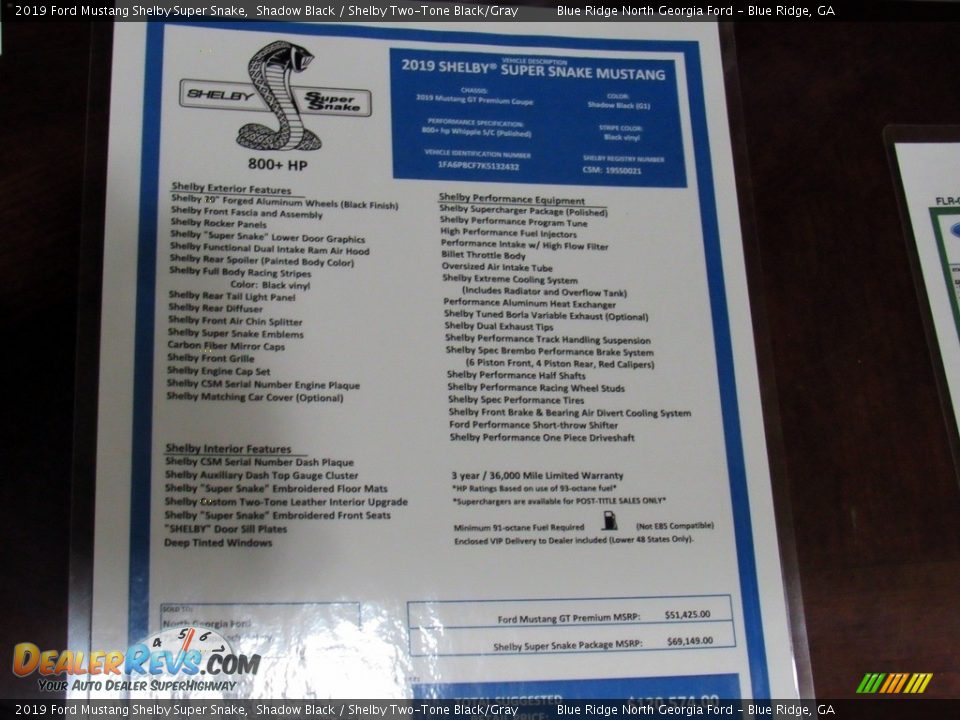 2019 Ford Mustang Shelby Super Snake Window Sticker Photo #27