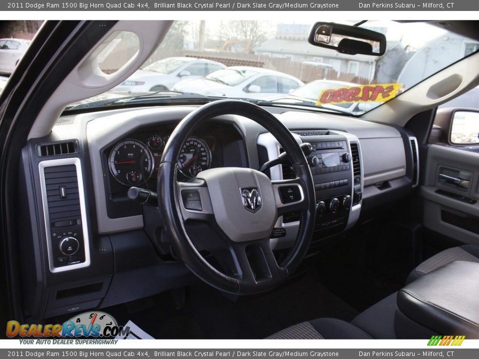 2011 Dodge Ram 1500 Big Horn Quad Cab 4x4 Brilliant Black Crystal Pearl / Dark Slate Gray/Medium Graystone Photo #4