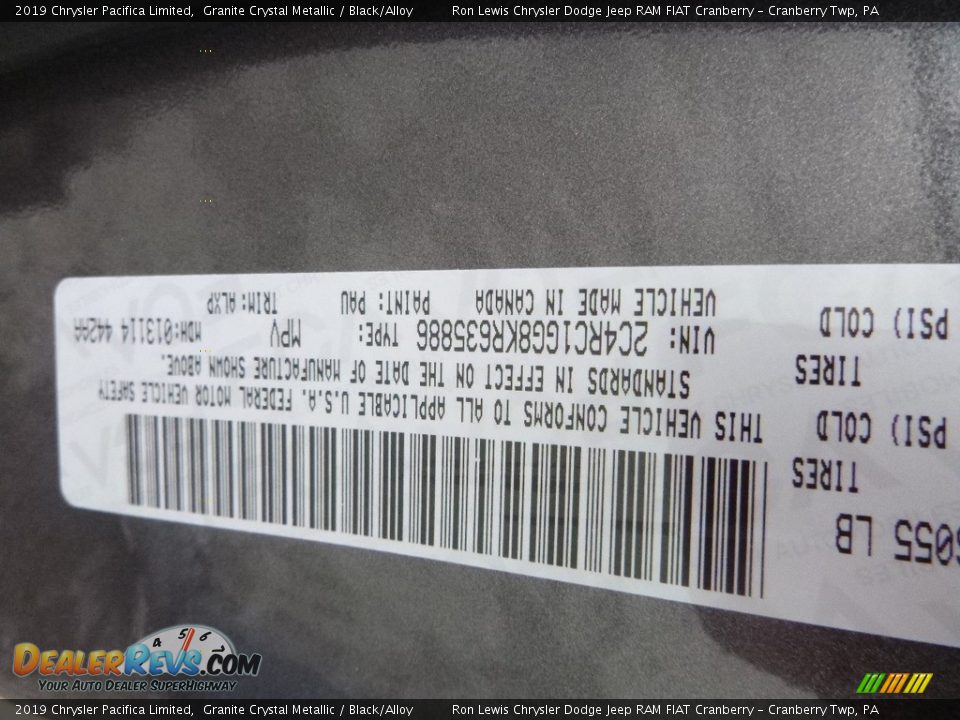 2019 Chrysler Pacifica Limited Granite Crystal Metallic / Black/Alloy Photo #15
