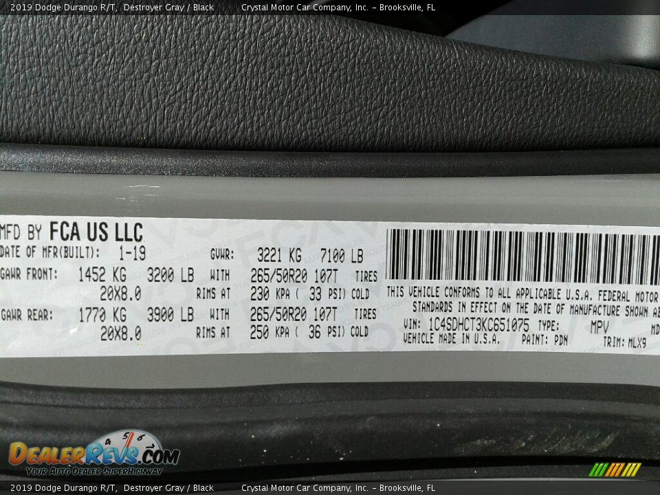 2019 Dodge Durango R/T Destroyer Gray / Black Photo #21