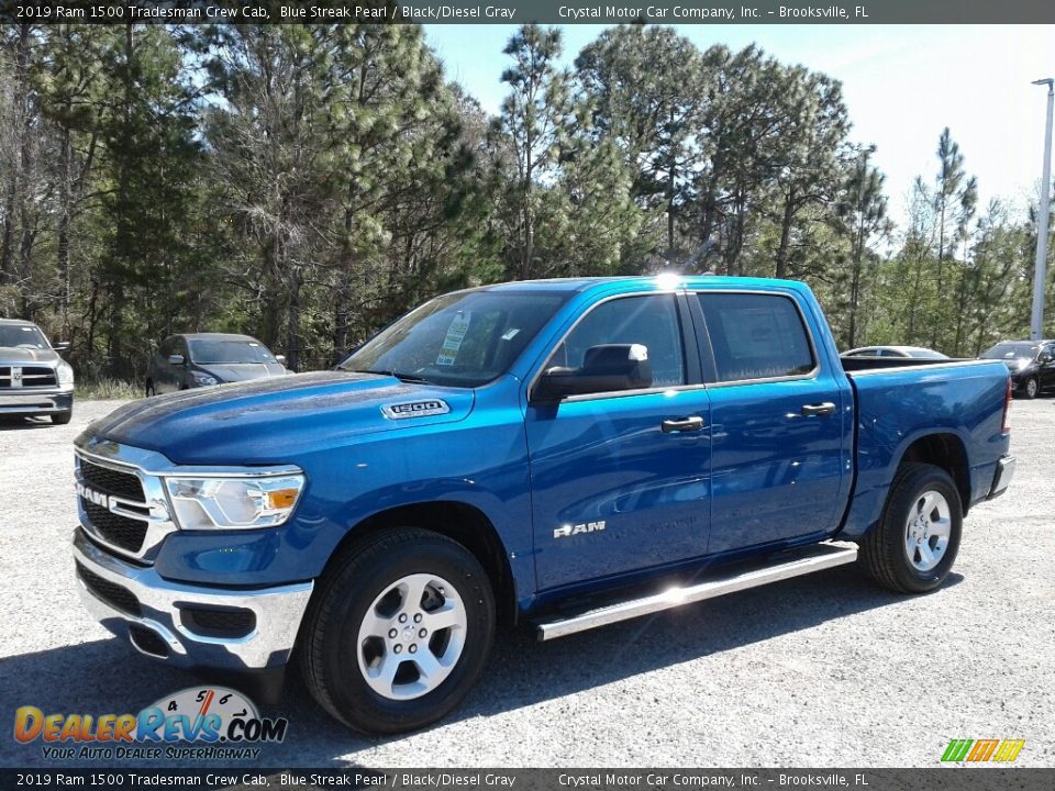 2019 Ram 1500 Tradesman Crew Cab Blue Streak Pearl / Black/Diesel Gray Photo #1