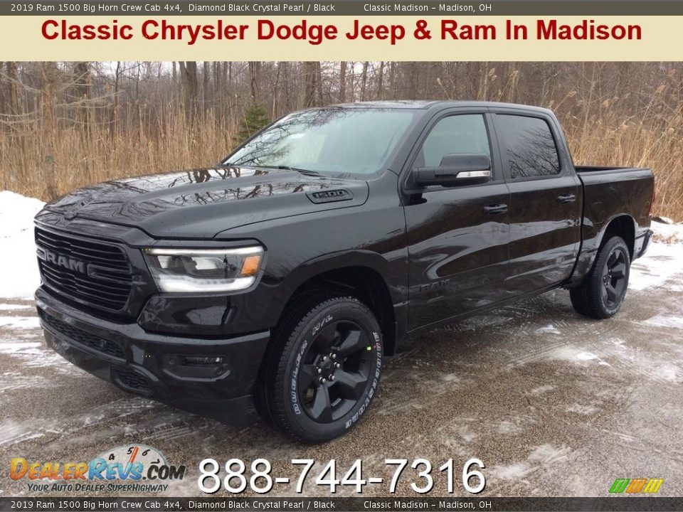 2019 Ram 1500 Big Horn Crew Cab 4x4 Diamond Black Crystal Pearl / Black Photo #1