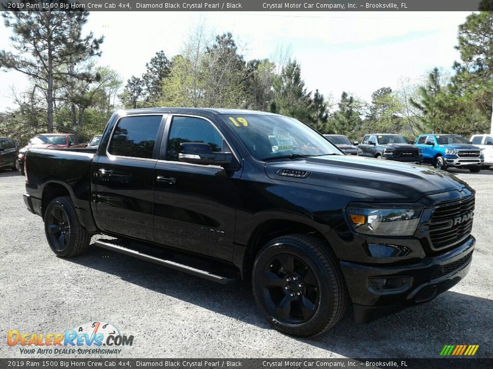 2019 Ram 1500 Big Horn Crew Cab 4x4 Diamond Black Crystal Pearl / Black Photo #7