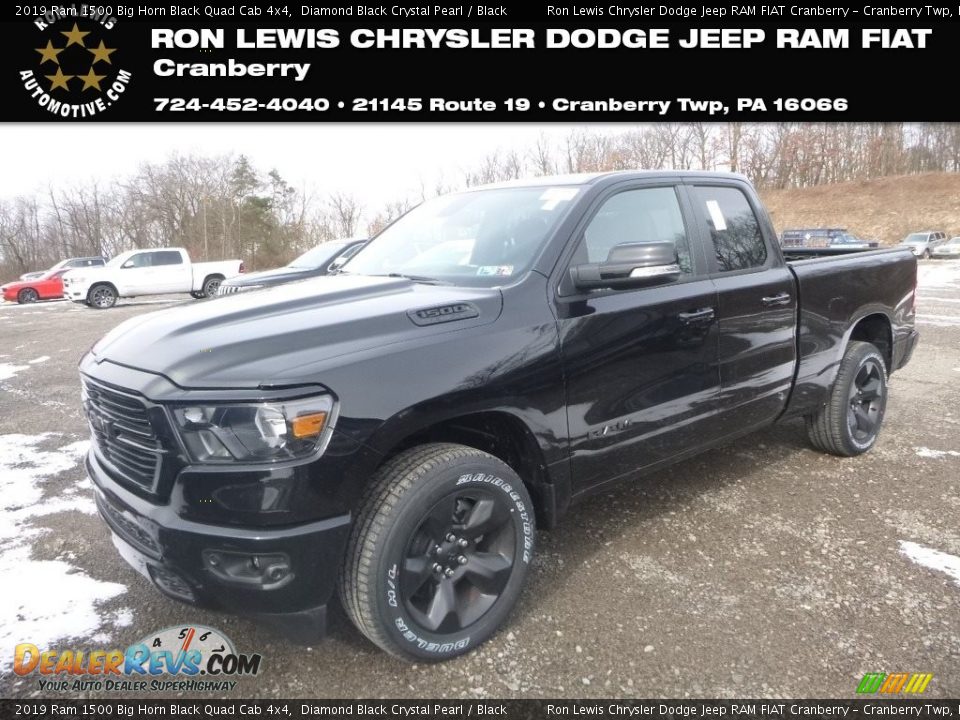 2019 Ram 1500 Big Horn Black Quad Cab 4x4 Diamond Black Crystal Pearl / Black Photo #1