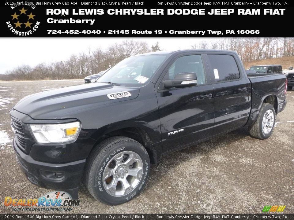 2019 Ram 1500 Big Horn Crew Cab 4x4 Diamond Black Crystal Pearl / Black Photo #1