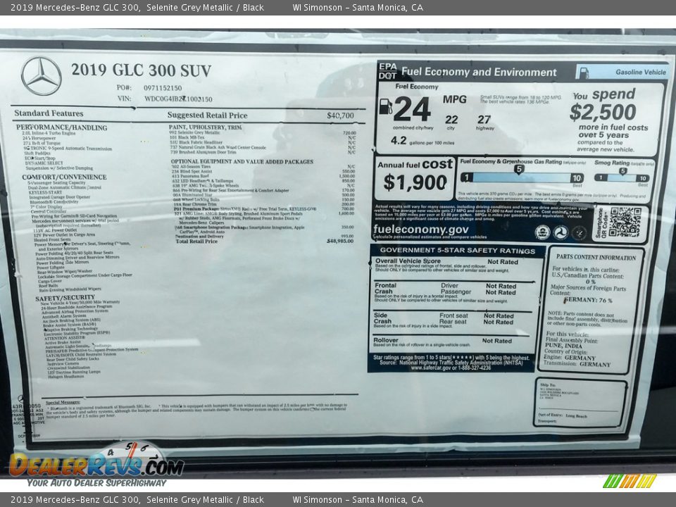 2019 Mercedes-Benz GLC 300 Selenite Grey Metallic / Black Photo #10