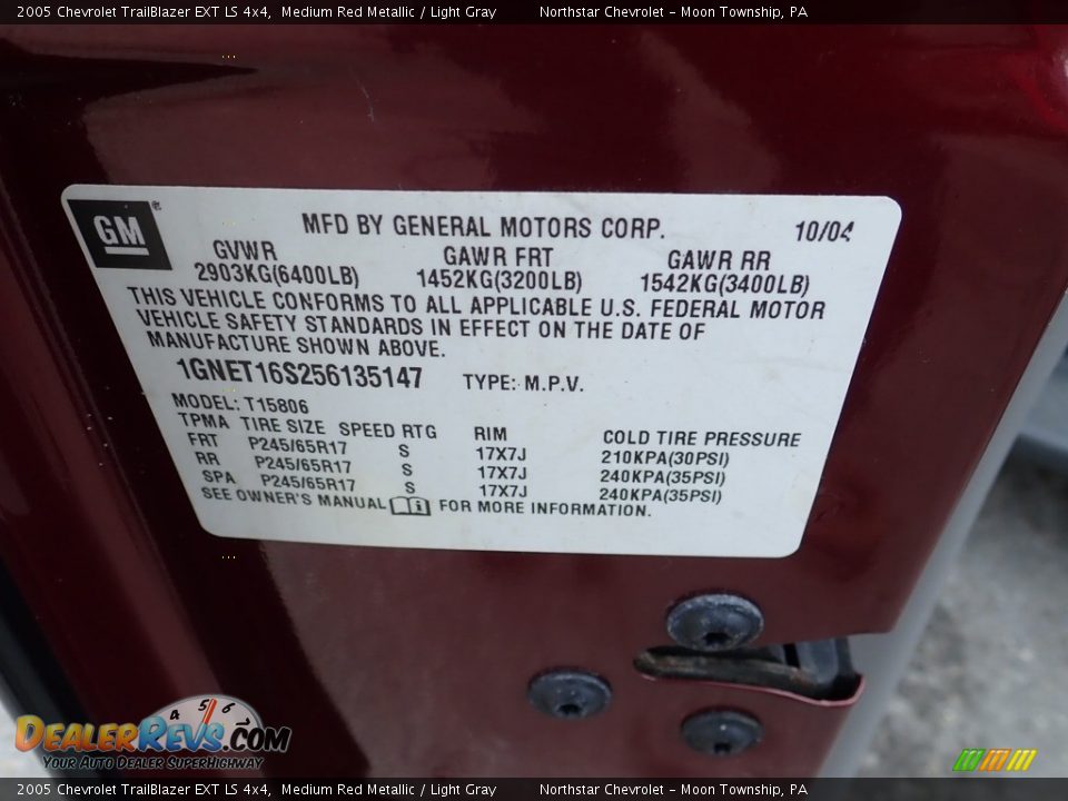 2005 Chevrolet TrailBlazer EXT LS 4x4 Medium Red Metallic / Light Gray Photo #14