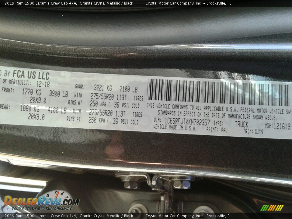 2019 Ram 1500 Laramie Crew Cab 4x4 Granite Crystal Metallic / Black Photo #21