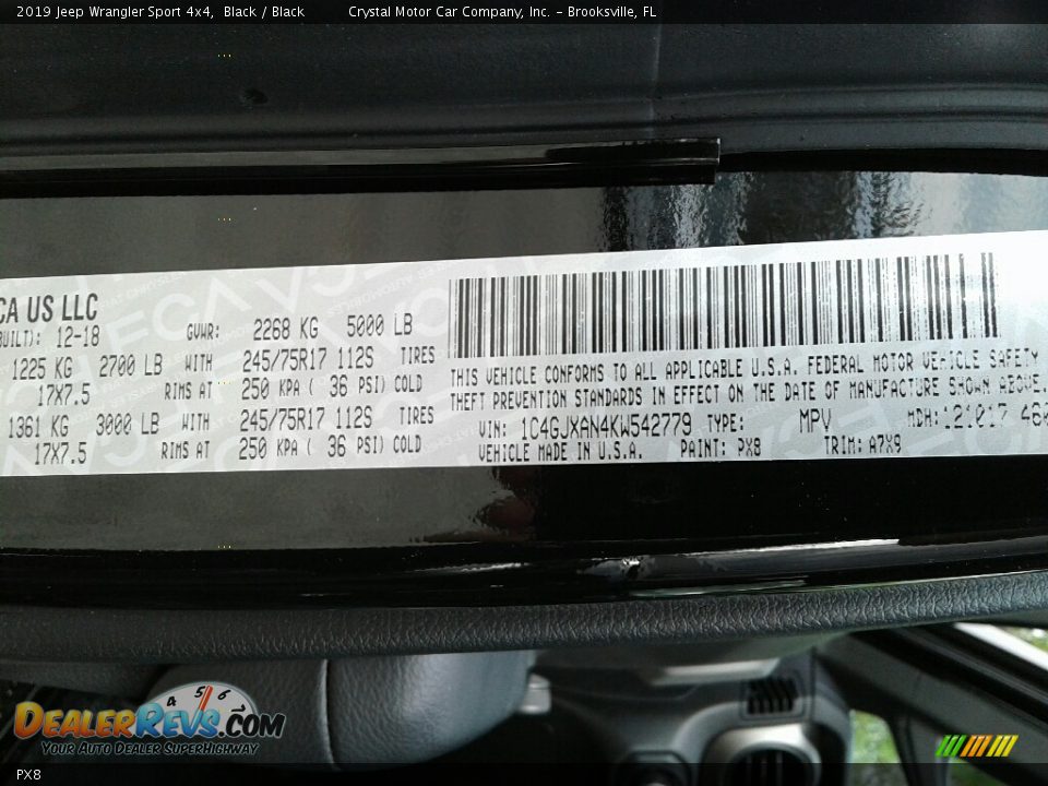 Jeep Color Code PX8 Black