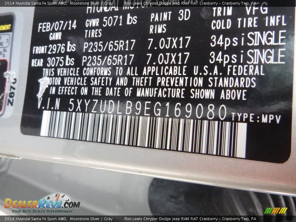 2014 Hyundai Santa Fe Sport AWD Moonstone Silver / Gray Photo #15
