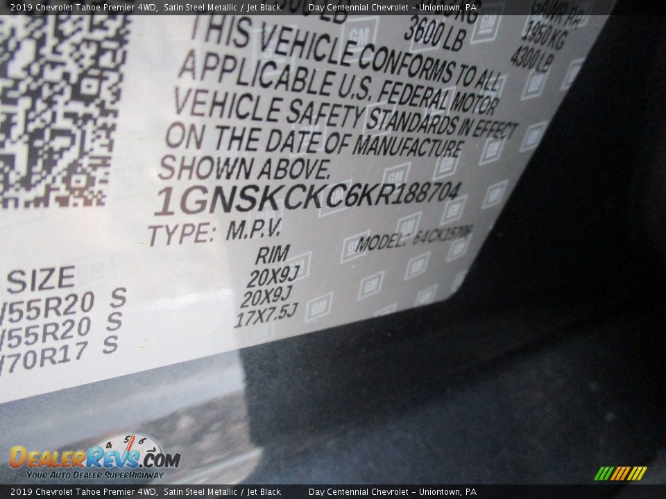 2019 Chevrolet Tahoe Premier 4WD Satin Steel Metallic / Jet Black Photo #25