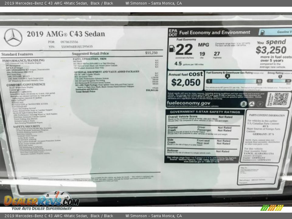 2019 Mercedes-Benz C 43 AMG 4Matic Sedan Black / Black Photo #10