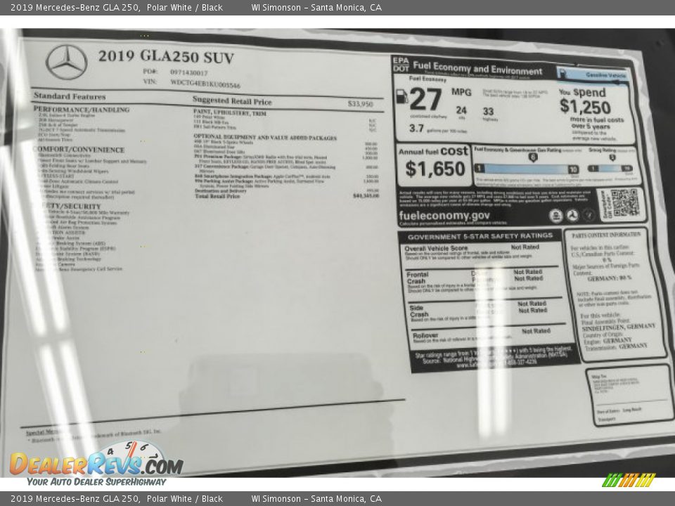 2019 Mercedes-Benz GLA 250 Polar White / Black Photo #10