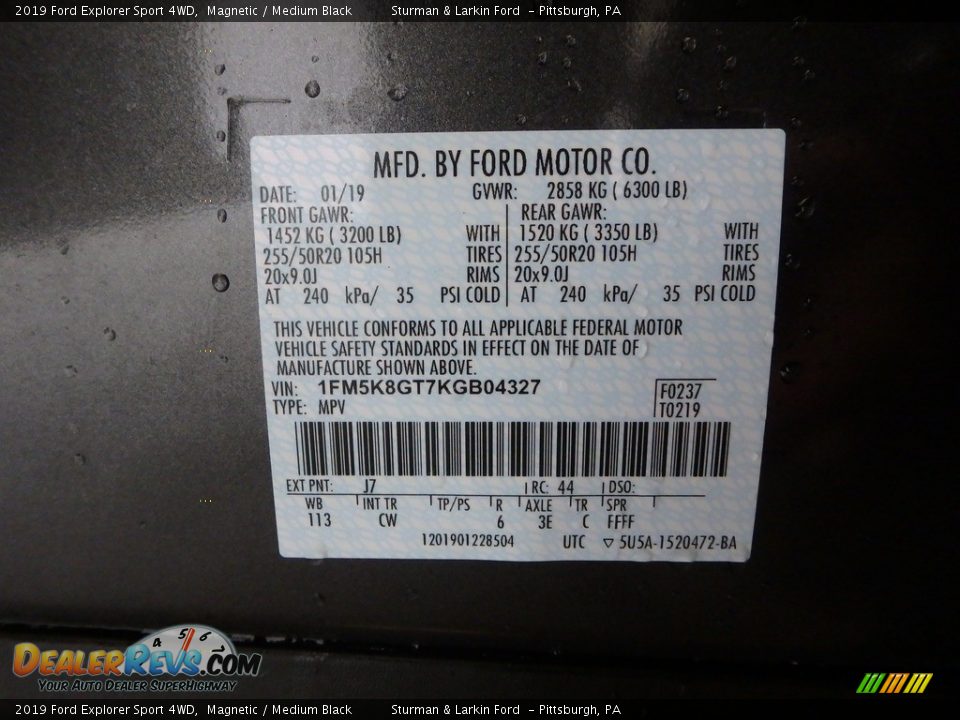 2019 Ford Explorer Sport 4WD Magnetic / Medium Black Photo #10