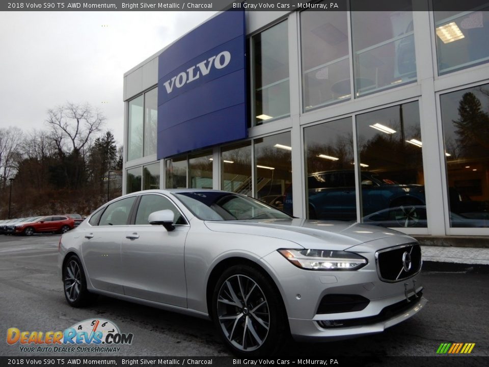 2018 Volvo S90 T5 AWD Momentum Bright Silver Metallic / Charcoal Photo #1