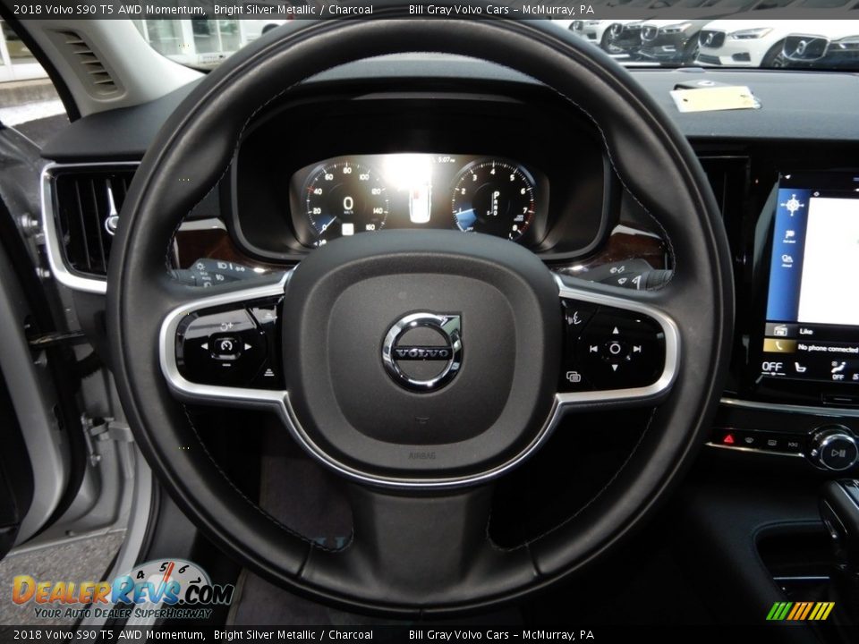 2018 Volvo S90 T5 AWD Momentum Bright Silver Metallic / Charcoal Photo #17