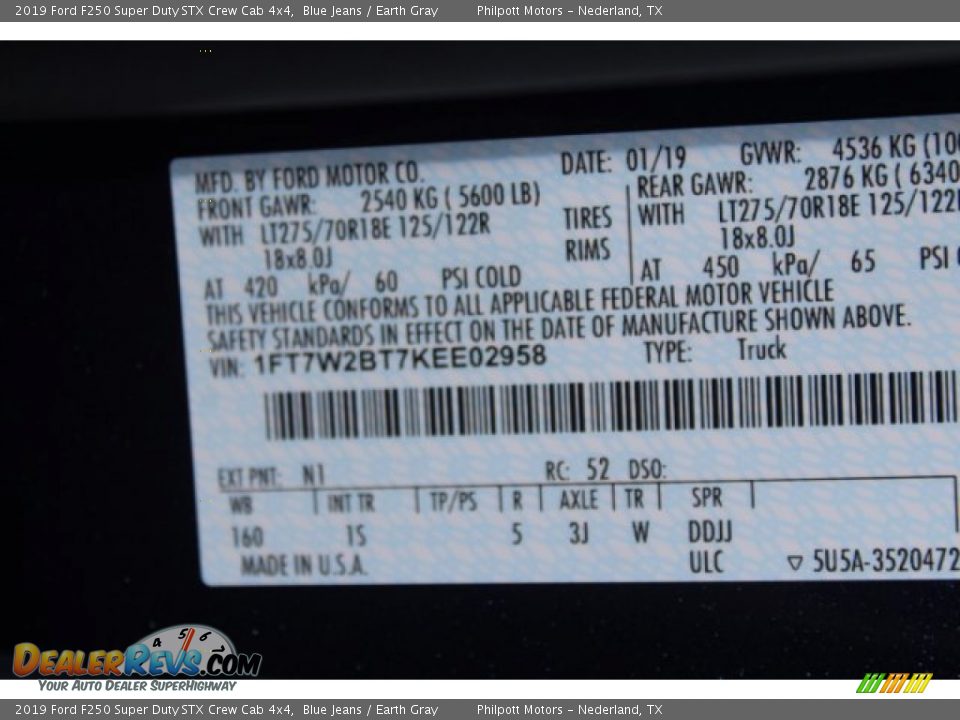 2019 Ford F250 Super Duty STX Crew Cab 4x4 Blue Jeans / Earth Gray Photo #21