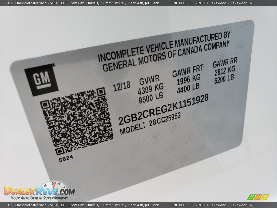 2019 Chevrolet Silverado 2500HD LT Crew Cab Chassis Summit White / Dark Ash/Jet Black Photo #9