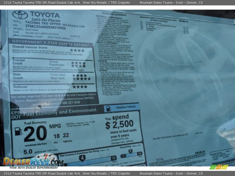 2019 Toyota Tacoma TRD Off-Road Double Cab 4x4 Silver Sky Metallic / TRD Graphite Photo #36